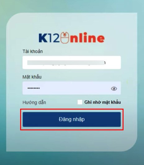 Đăng nhập vào hệ thống K12Online: https://k12online.vn/ > Chọn Đăng nhập