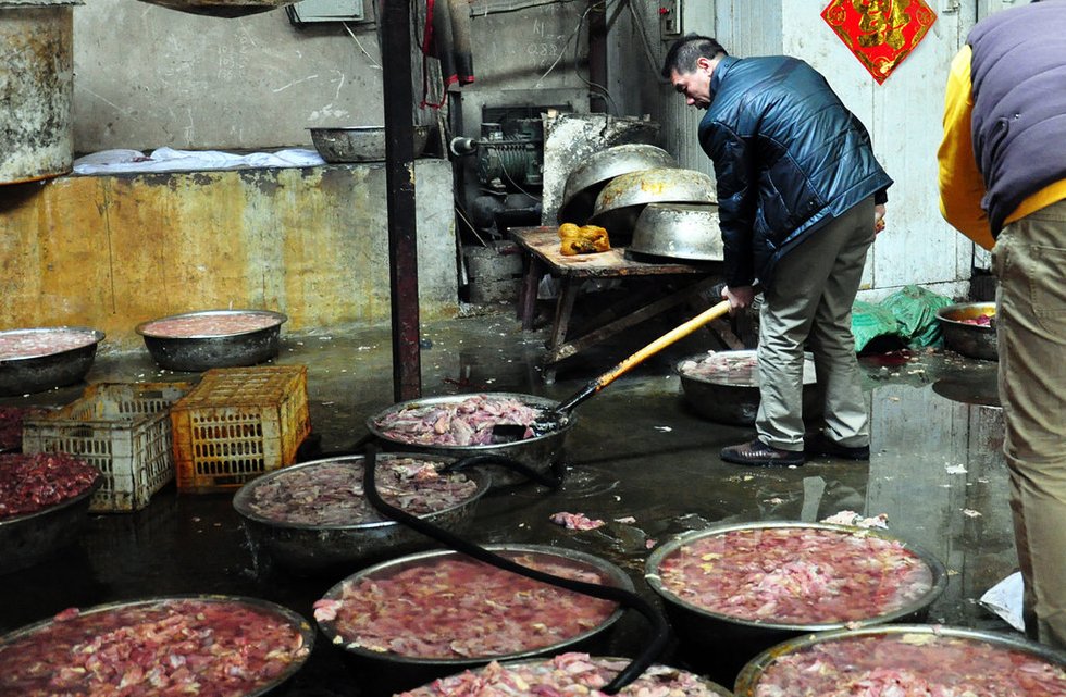 Cận cảnh lò chế biến thịt lợn chết thành thịt xiên nướng Trung Quốc - Giáo dục Việt Nam