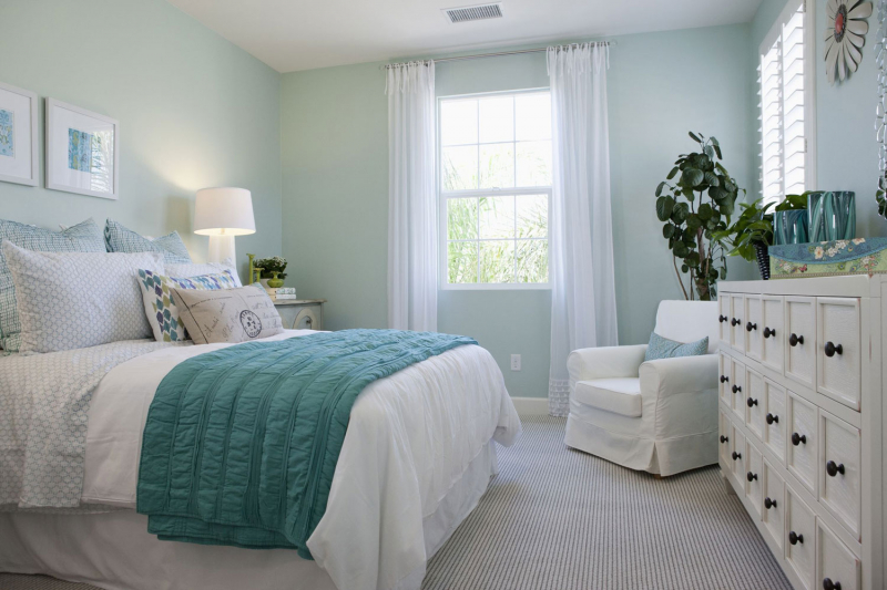 Phòng ngủ mát mắt với xanh pastel